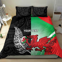 New Zealand and Wales Rugby Custom Bedding Set Aotearoa All Black Combine Welsh Dragon LT14 - Polynesian Pride