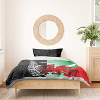 New Zealand and Wales Rugby Custom Bedding Set Aotearoa All Black Combine Welsh Dragon LT14 - Polynesian Pride