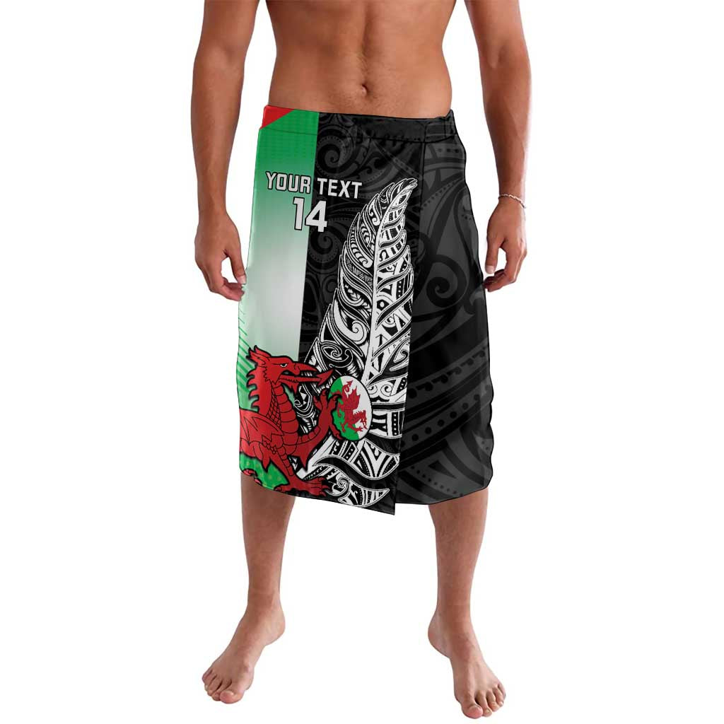 New Zealand and Wales Rugby Custom Lavalava Aotearoa All Black Combine Welsh Dragon LT14 Black - Polynesian Pride