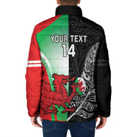 New Zealand and Wales Rugby Custom Padded Jacket Aotearoa All Black Combine Welsh Dragon LT14 - Polynesian Pride