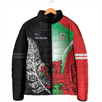 New Zealand and Wales Rugby Custom Padded Jacket Aotearoa All Black Combine Welsh Dragon LT14 - Polynesian Pride