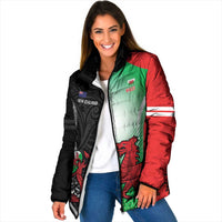 New Zealand and Wales Rugby Custom Padded Jacket Aotearoa All Black Combine Welsh Dragon LT14 Women Black - Polynesian Pride