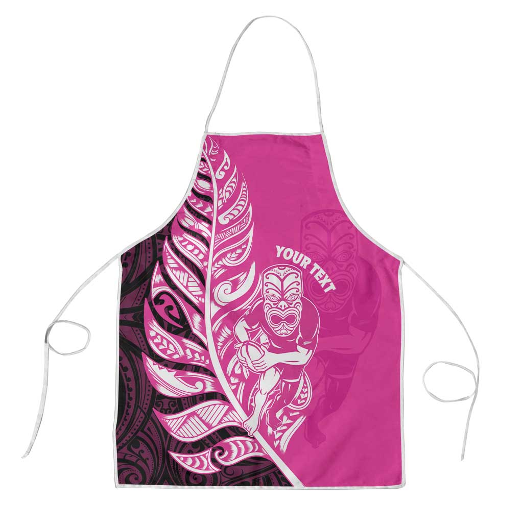 New Zealand Silver Fern Rugby Custom Apron All Black Maori Pattern Pink LT14 Pink - Polynesian Pride