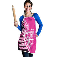 New Zealand Silver Fern Rugby Custom Apron All Black Maori Pattern Pink LT14 - Polynesian Pride