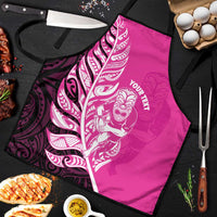 New Zealand Silver Fern Rugby Custom Apron All Black Maori Pattern Pink LT14 Pink - Polynesian Pride
