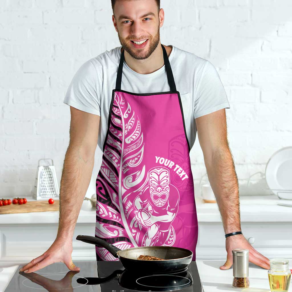 New Zealand Silver Fern Rugby Custom Apron All Black Maori Pattern Pink LT14 - Polynesian Pride