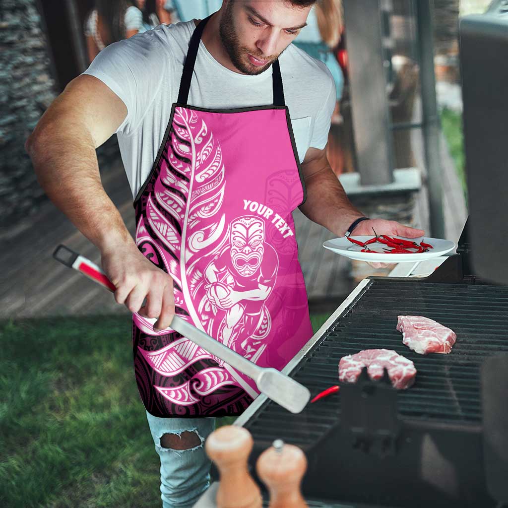 New Zealand Silver Fern Rugby Custom Apron All Black Maori Pattern Pink LT14 - Polynesian Pride