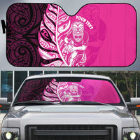 New Zealand Silver Fern Rugby Custom Auto Sun Shade All Black Maori Pattern Pink LT14 Pink - Polynesian Pride