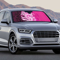 New Zealand Silver Fern Rugby Custom Auto Sun Shade All Black Maori Pattern Pink LT14 - Polynesian Pride