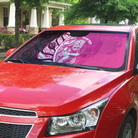 New Zealand Silver Fern Rugby Custom Auto Sun Shade All Black Maori Pattern Pink LT14 - Polynesian Pride