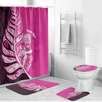 New Zealand Silver Fern Rugby Custom Bathroom Set All Black Maori Pattern Pink LT14 Bathroom Set (4 pcs) Pink - Polynesian Pride