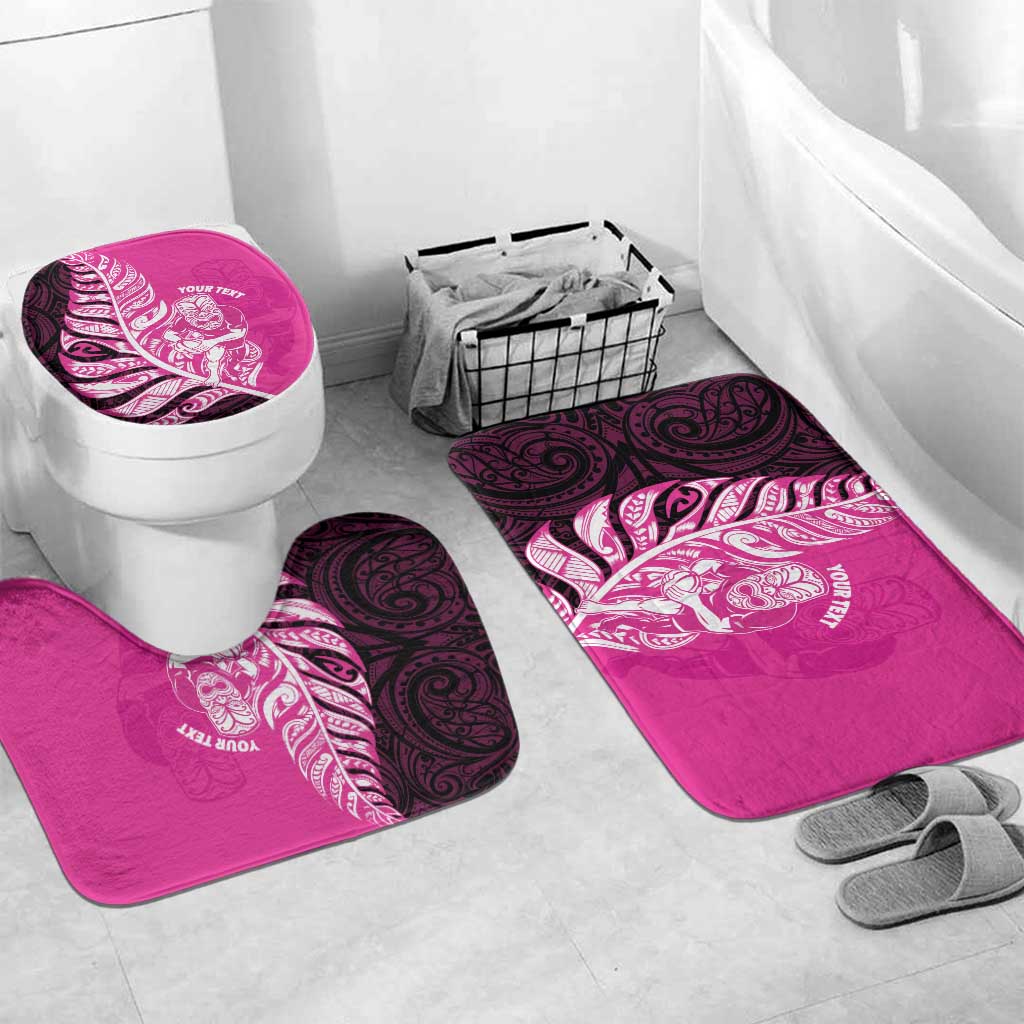 New Zealand Silver Fern Rugby Custom Bathroom Set All Black Maori Pattern Pink LT14 Mat Set Only (3 pcs) One Size Pink - Polynesian Pride