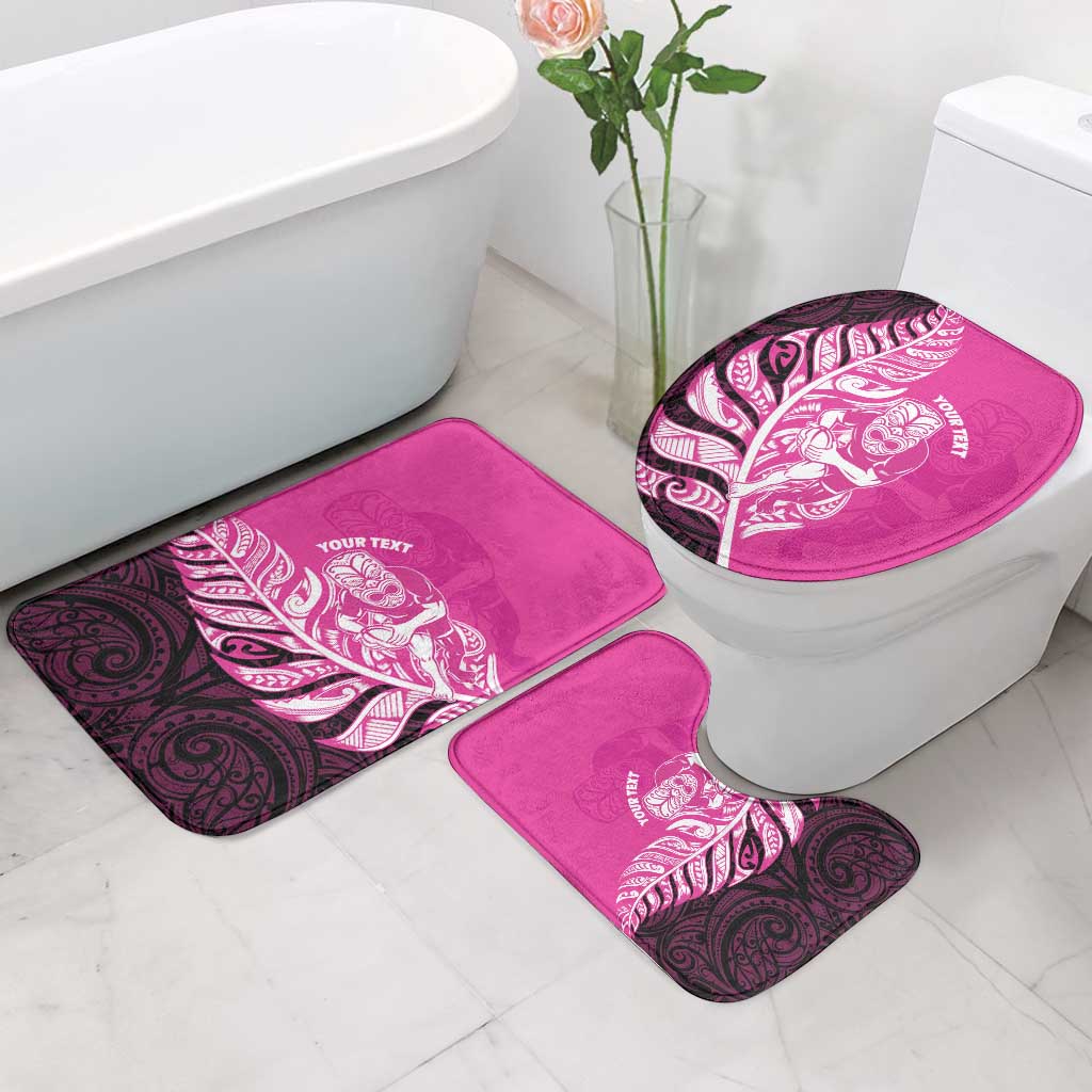 New Zealand Silver Fern Rugby Custom Bathroom Set All Black Maori Pattern Pink LT14 - Polynesian Pride