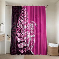 New Zealand Silver Fern Rugby Custom Bathroom Set All Black Maori Pattern Pink LT14 Shower Curtain Only Pink - Polynesian Pride