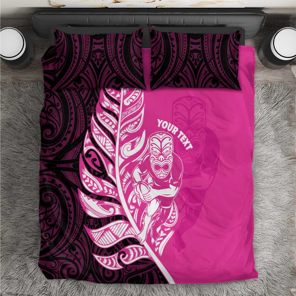 New Zealand Silver Fern Rugby Custom Bedding Set All Black Maori Pattern Pink LT14 Pink - Polynesian Pride
