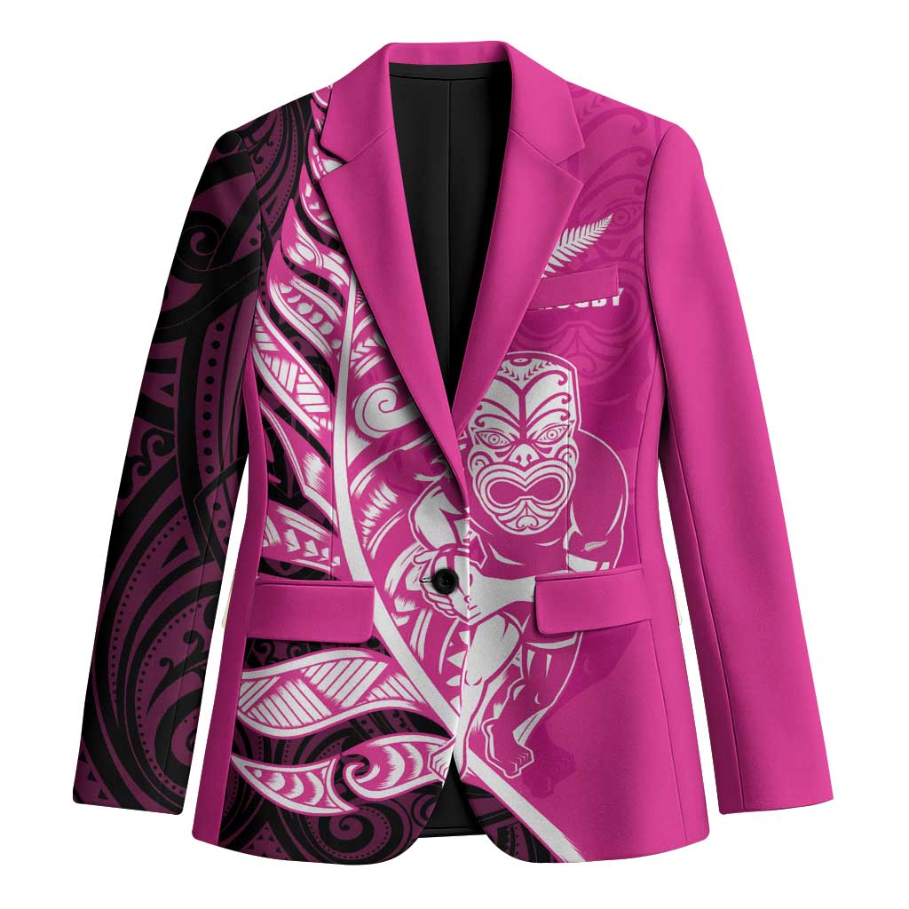 New Zealand Silver Fern Rugby Custom Blazer All Black Maori Pattern Pink LT14 Unisex Pink - Polynesian Pride