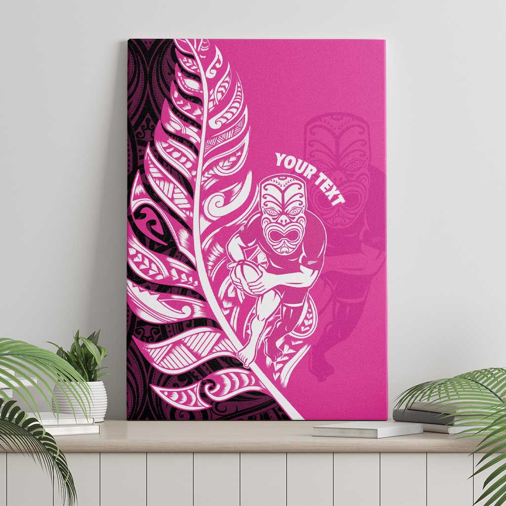 New Zealand Silver Fern Rugby Custom Canvas Wall Art All Black Maori Pattern Pink LT14 - Polynesian Pride