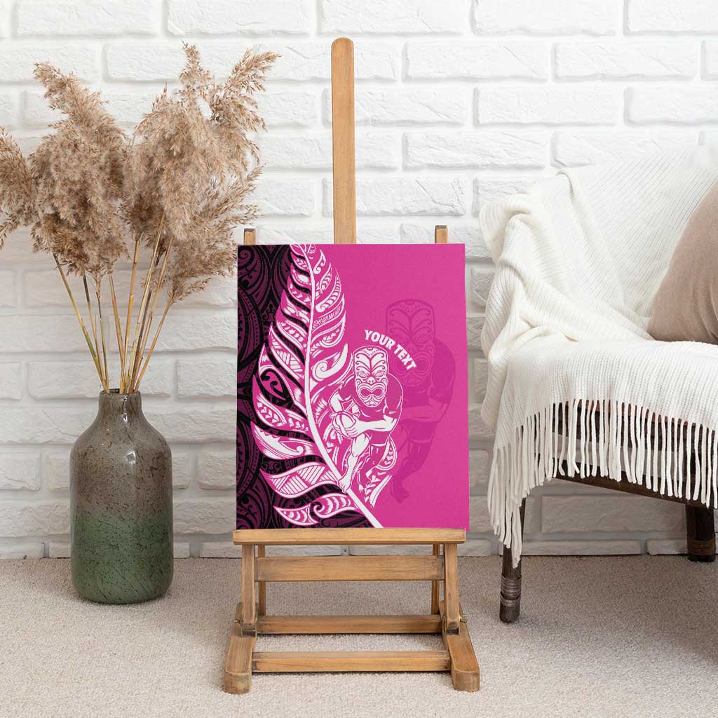 New Zealand Silver Fern Rugby Custom Canvas Wall Art All Black Maori Pattern Pink LT14 - Polynesian Pride
