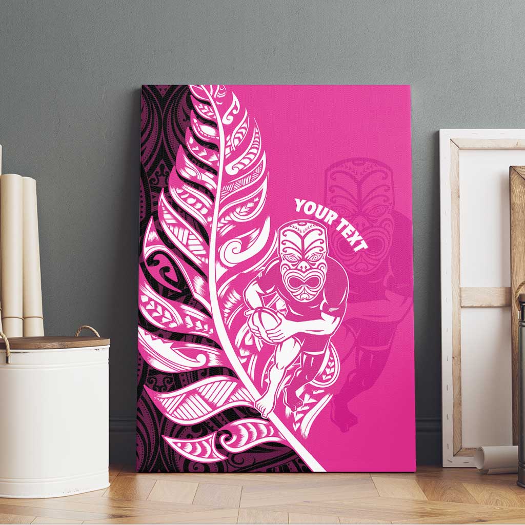 New Zealand Silver Fern Rugby Custom Canvas Wall Art All Black Maori Pattern Pink LT14 - Polynesian Pride