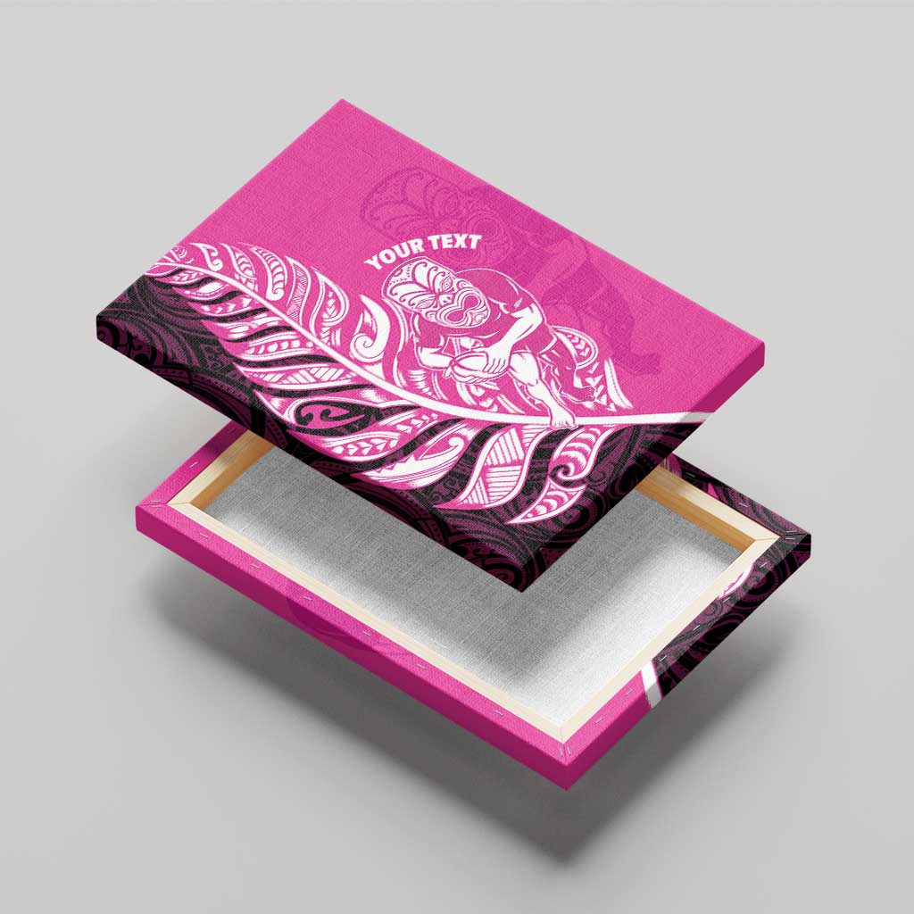 New Zealand Silver Fern Rugby Custom Canvas Wall Art All Black Maori Pattern Pink LT14 - Polynesian Pride