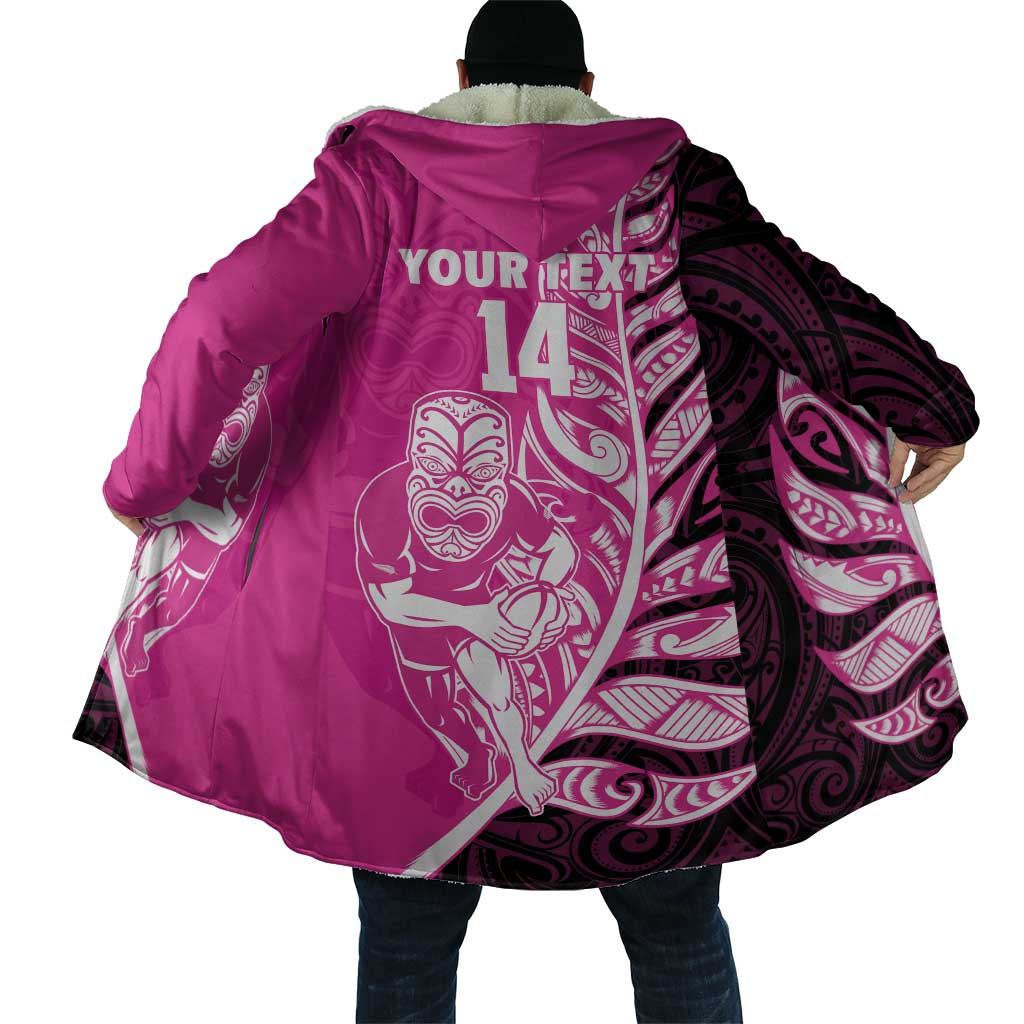 New Zealand Silver Fern Rugby Custom Cloak All Black Maori Pattern Pink LT14 - Polynesian Pride