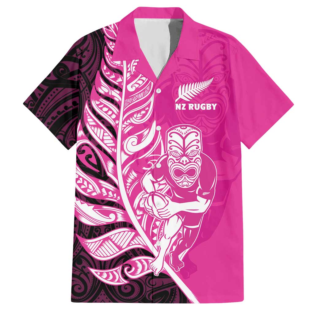 New Zealand Silver Fern Rugby Custom Hawaiian Shirt All Black Maori Pattern Pink LT14 Pink - Polynesian Pride