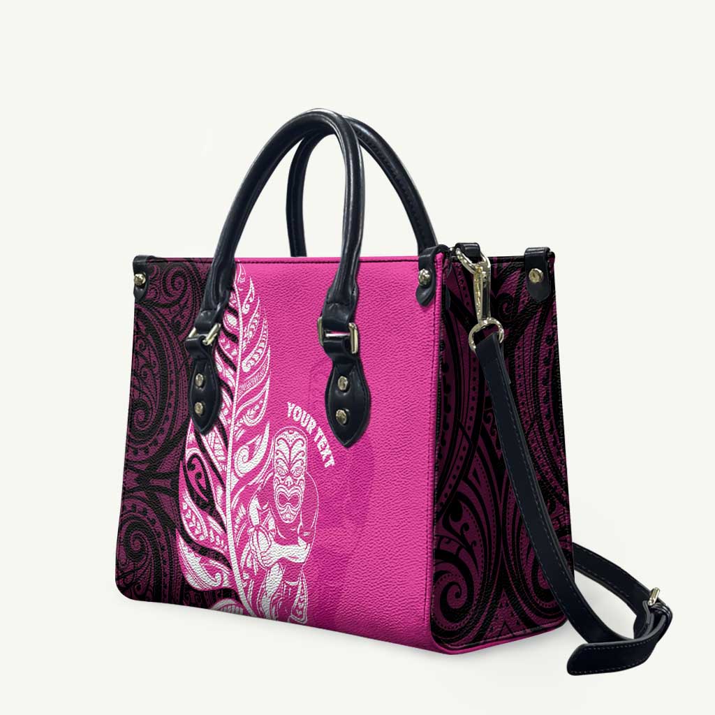New Zealand Silver Fern Rugby Custom Leather Bag All Black Maori Pattern Pink LT14 Pink - Polynesian Pride