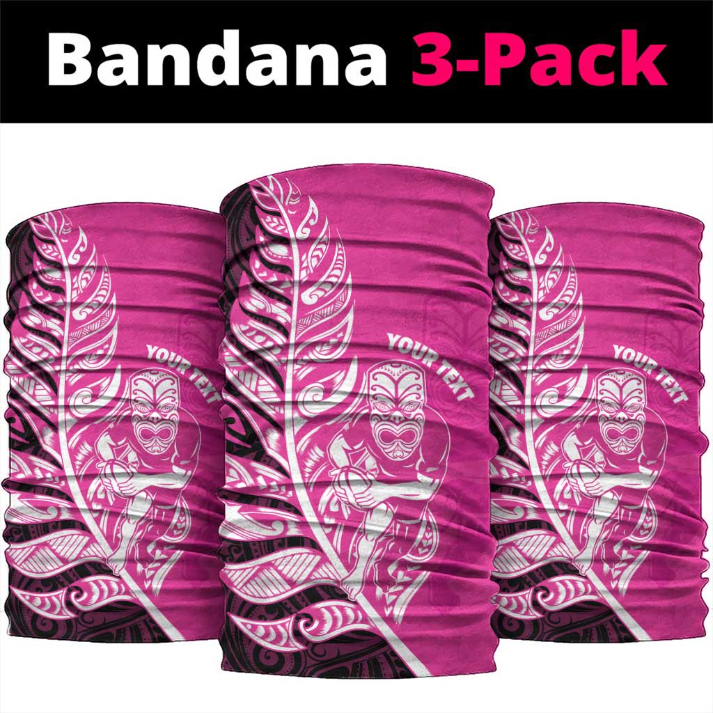 New Zealand Silver Fern Rugby Custom Neck Gaiter All Black Maori Pattern Pink LT14 package One Size: 25*50cm Pink - Polynesian Pride