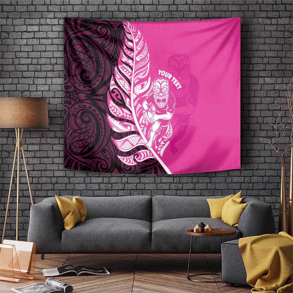 New Zealand Silver Fern Rugby Custom Tapestry All Black Maori Pattern Pink LT14 Pink - Polynesian Pride