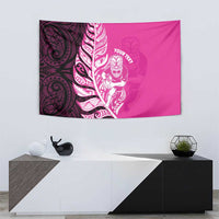 New Zealand Silver Fern Rugby Custom Tapestry All Black Maori Pattern Pink LT14 - Polynesian Pride