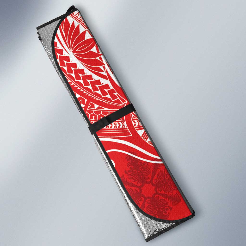 Personalized Hawaii Christmas Auto Sun Shade Mele Kalikimaka Chilling Shaka Santa Flamingo LT14 - Polynesian Pride