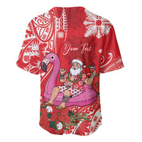 Personalized Hawaii Christmas Baseball Jersey Mele Kalikimaka Chilling Shaka Santa Flamingo LT14 - Polynesian Pride