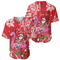 Personalized Hawaii Christmas Baseball Jersey Mele Kalikimaka Chilling Shaka Santa Flamingo LT14 - Polynesian Pride