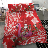 Personalized Hawaii Christmas Bedding Set Mele Kalikimaka Chilling Shaka Santa Flamingo LT14 - Polynesian Pride