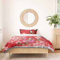 Personalized Hawaii Christmas Bedding Set Mele Kalikimaka Chilling Shaka Santa Flamingo LT14 - Polynesian Pride