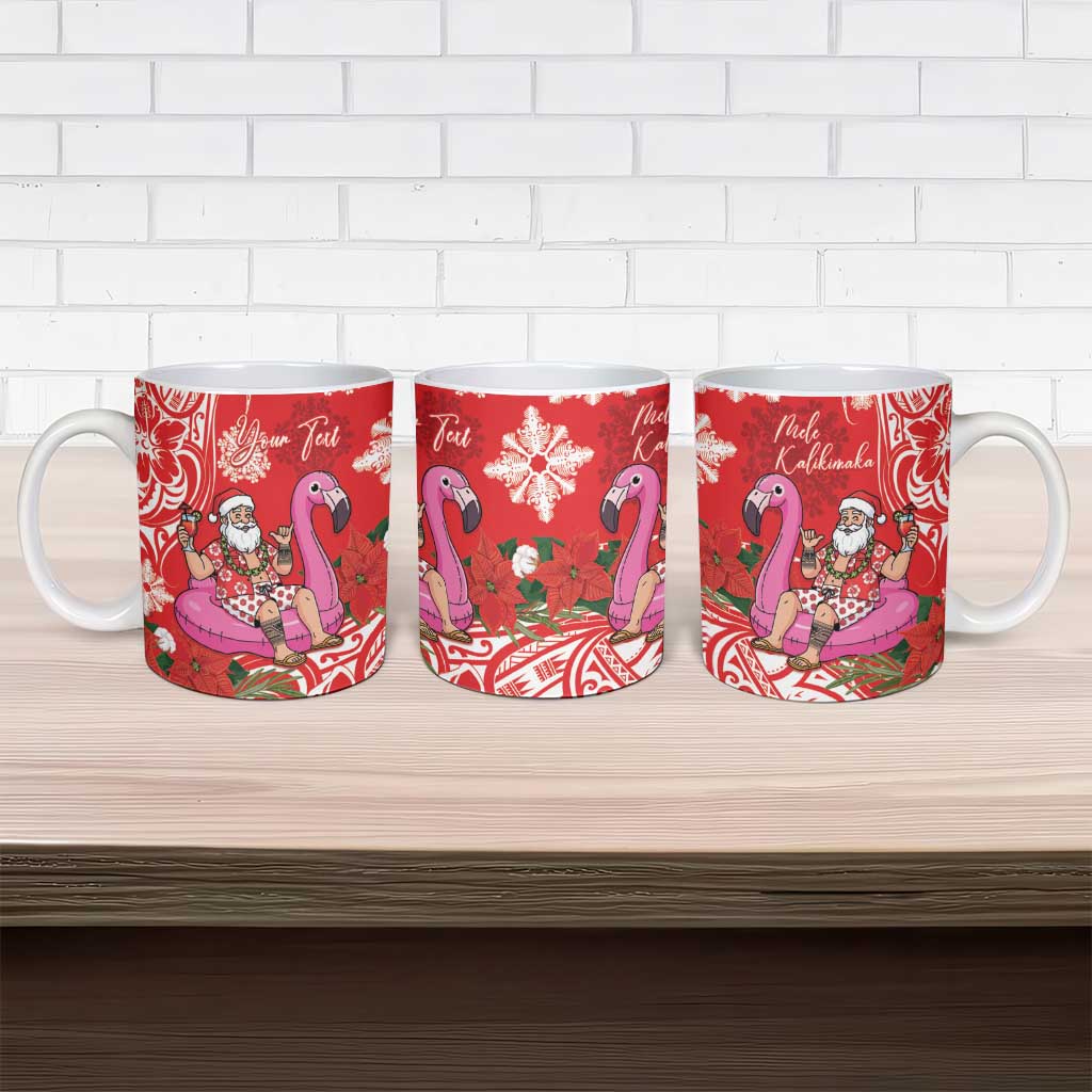 Personalized Hawaii Christmas Ceramic Mug Mele Kalikimaka Chilling Shaka Santa Flamingo LT14 - Polynesian Pride