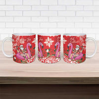Personalized Hawaii Christmas Ceramic Mug Mele Kalikimaka Chilling Shaka Santa Flamingo LT14 - Polynesian Pride