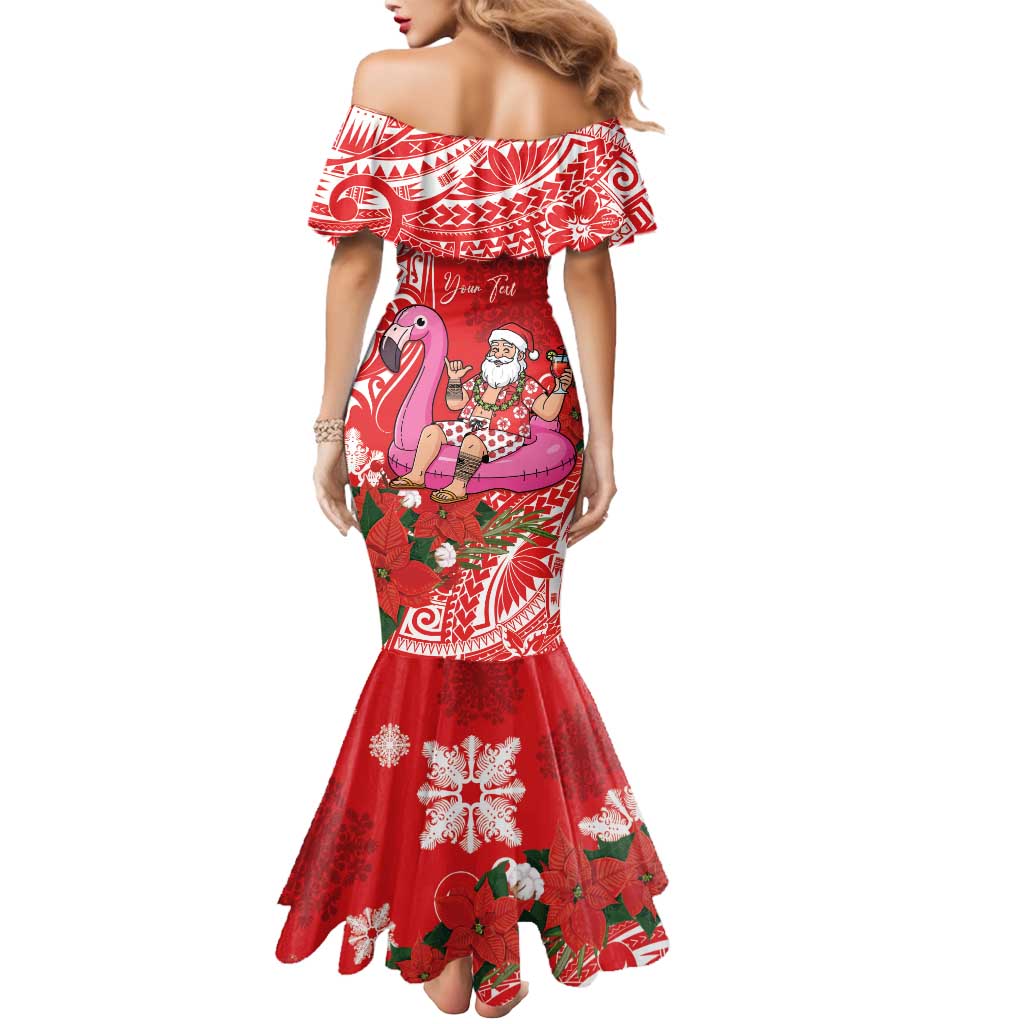 Personalized Hawaii Christmas Mermaid Dress Mele Kalikimaka Chilling Shaka Santa Flamingo LT14 - Polynesian Pride