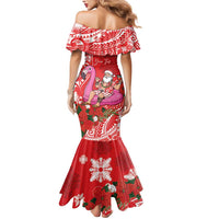 Personalized Hawaii Christmas Mermaid Dress Mele Kalikimaka Chilling Shaka Santa Flamingo LT14 - Polynesian Pride