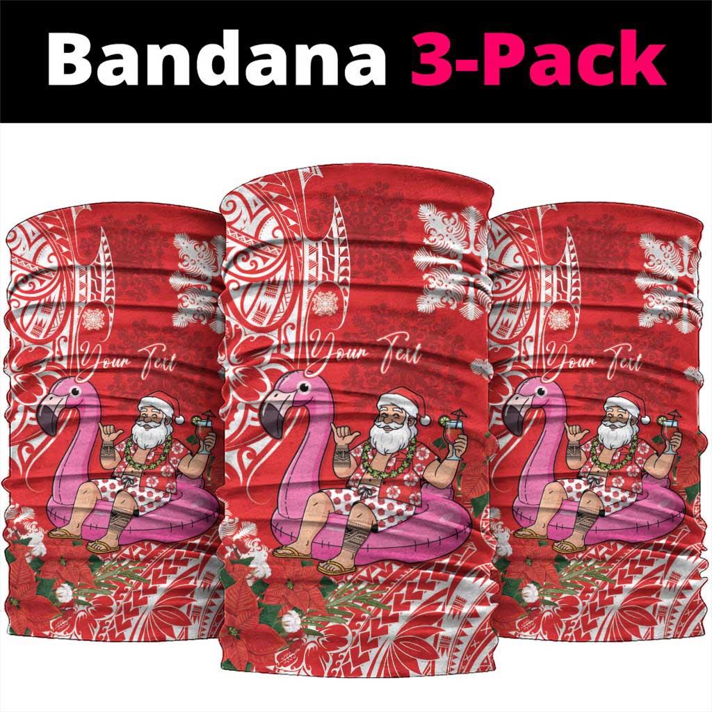 Personalized Hawaii Christmas Neck Gaiter Mele Kalikimaka Chilling Shaka Santa Flamingo LT14 package One Size: 25*50cm Red - Polynesian Pride