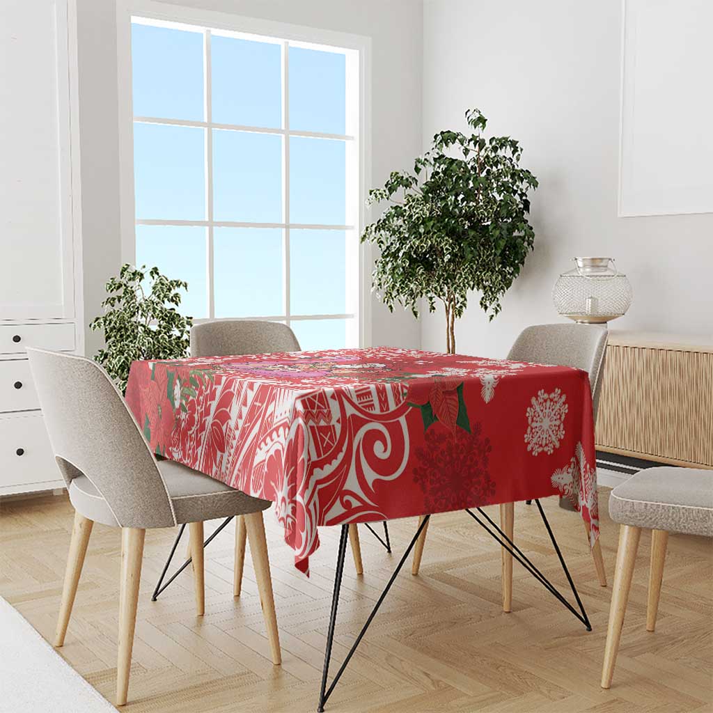 Personalized Hawaii Christmas Tablecloth Mele Kalikimaka Chilling Shaka Santa Flamingo LT14 - Polynesian Pride
