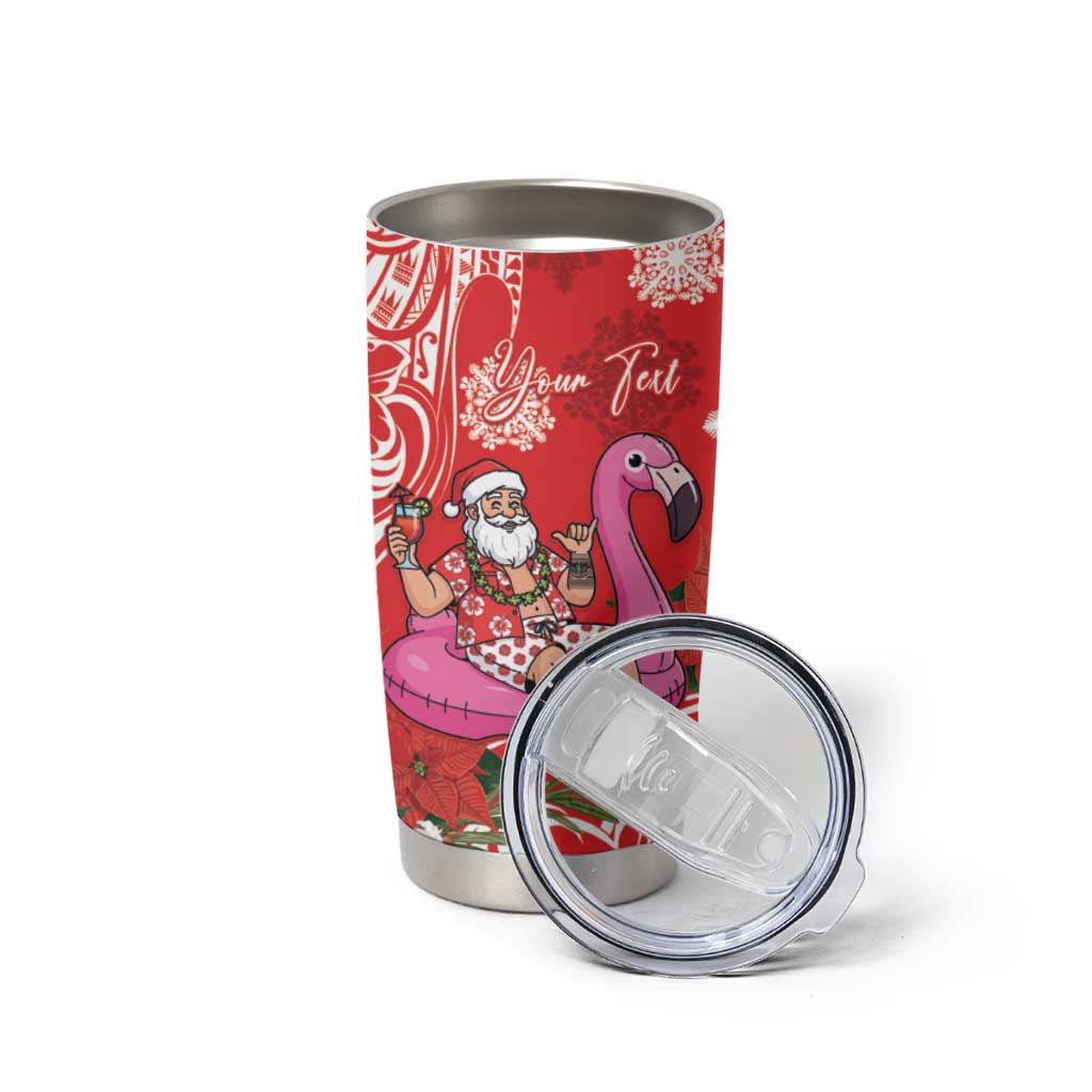 Personalized Hawaii Christmas Tumbler Cup Mele Kalikimaka Chilling Shaka Santa Flamingo LT14 - Polynesian Pride