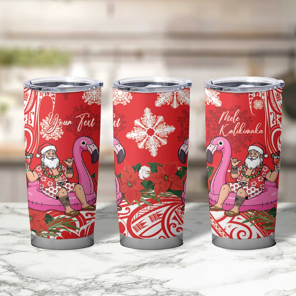 Personalized Hawaii Christmas Tumbler Cup Mele Kalikimaka Chilling Shaka Santa Flamingo LT14 - Polynesian Pride