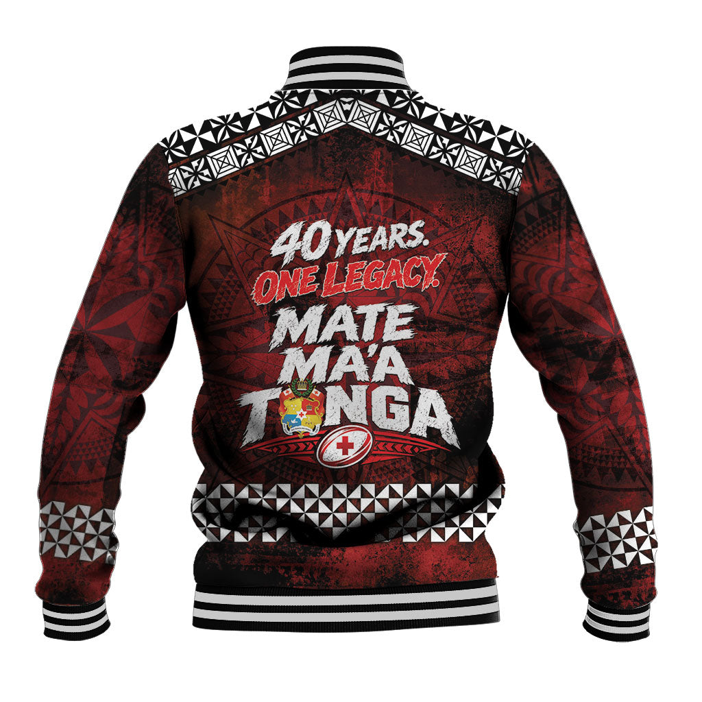 Mate Maa Tonga Rugby 2026 Baseball Jacket 40 Years Anniversary One Legacy LT14 - Polynesian Pride