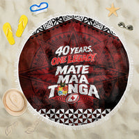 Mate Maa Tonga Rugby 2026 Beach Blanket 40 Years Anniversary One Legacy LT14 One Size 150cm Red - Polynesian Pride