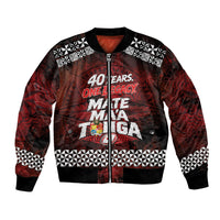Mate Maa Tonga Rugby 2026 Bomber Jacket 40 Years Anniversary One Legacy LT14 Unisex Red - Polynesian Pride