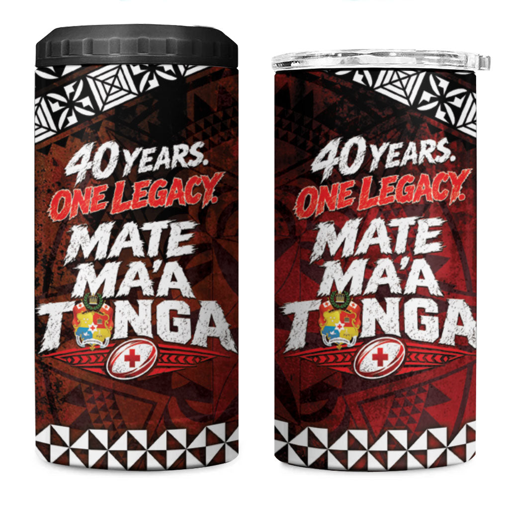 Mate Maa Tonga Rugby 2026 4 in 1 Can Cooler Tumbler 40 Years Anniversary One Legacy LT14 One Size: 16 oz Red - Polynesian Pride
