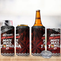 Mate Maa Tonga Rugby 2026 4 in 1 Can Cooler Tumbler 40 Years Anniversary One Legacy LT14 - Polynesian Pride