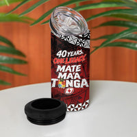 Mate Maa Tonga Rugby 2026 4 in 1 Can Cooler Tumbler 40 Years Anniversary One Legacy LT14 - Polynesian Pride
