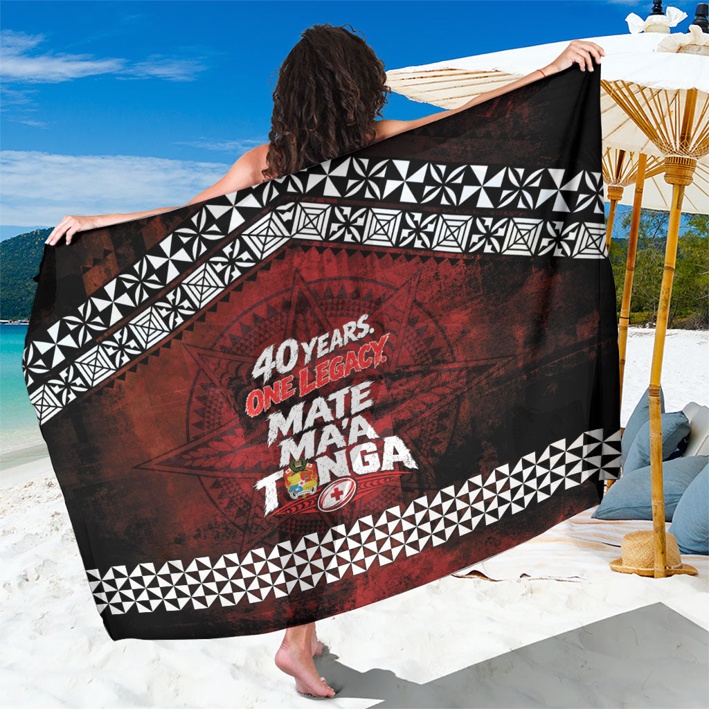 Mate Maa Tonga Rugby 2026 Sarong 40 Years Anniversary One Legacy LT14 One Size 44 x 66 inches Red - Polynesian Pride